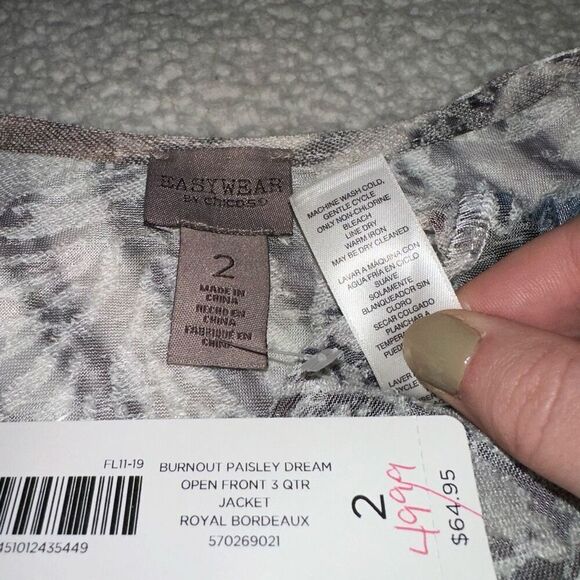 Chicos Women’s Burnout Paisley Dream Cardigan Sweater Size 2 (Large) NWT - Picture 7 of 11